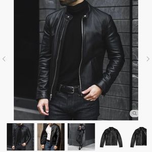 Thursday Boot Company men’s black leather racer jacket, size S